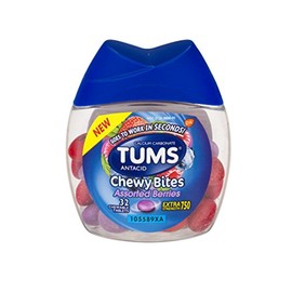 Tums Chewy Bites! Assorted Berries Flavor! 32 Chewable Tablets! Goes To Work In Seconds! Comes In Small Travel Container! Perfect For On The Go! Delicious!