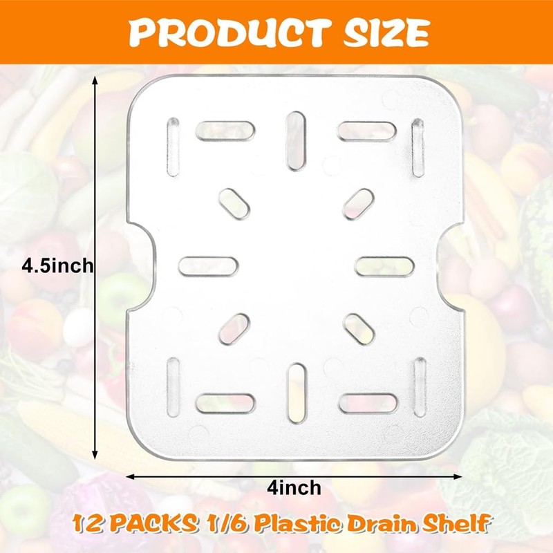 Veumoie 12 PCS Plastic Drain Shelf for 1/6 Size Food