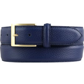 BELTINGER Italian Suit Belt 35mm Wide Mens Suit Belt Trouser Belt Textured Leather Buckle Gold, Blue, Gold