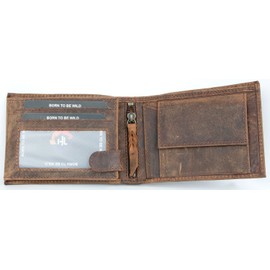 FLW-HL Natural Strong Genuine Leather Wallet with No Logo or Marking, brown, Casual