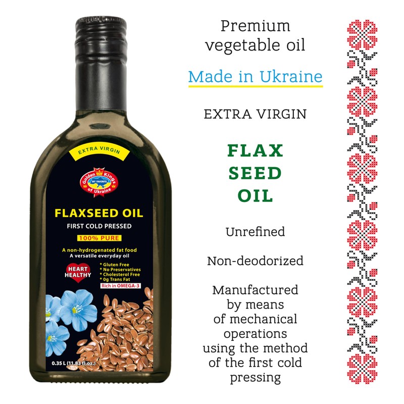 Flax Seed Cooking Oil - Amber Glass Bottle - Extra