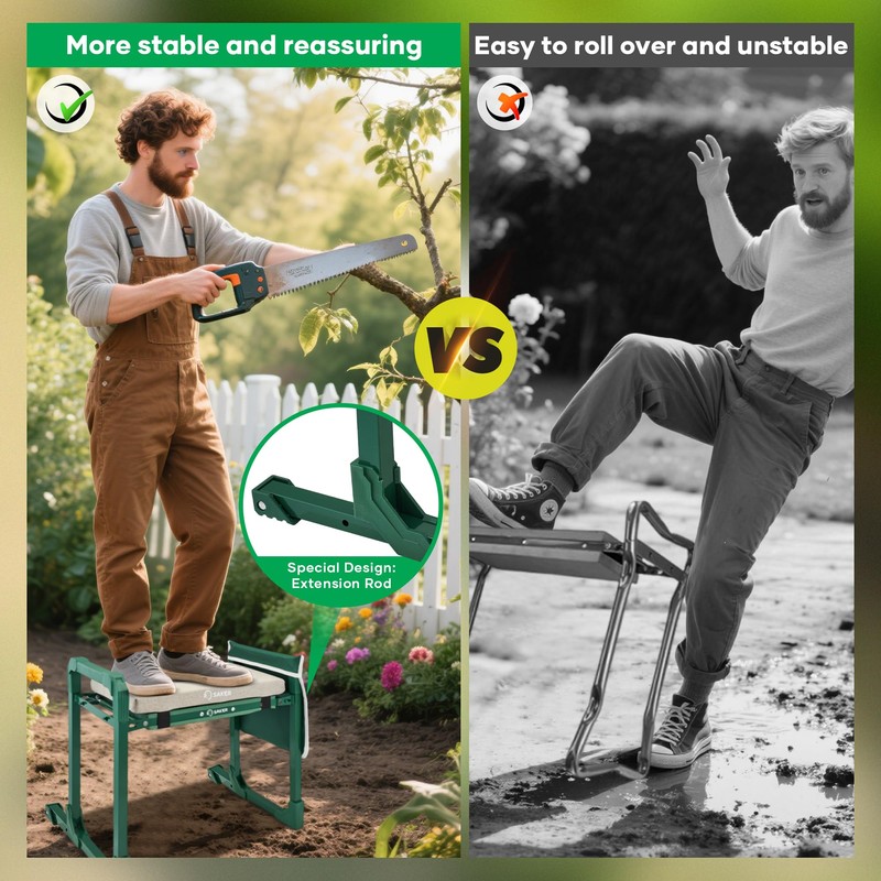 Saker Garden Kneeler and Seat Foldable Gardening Stool with Extendable