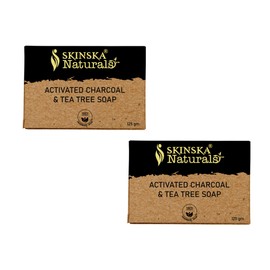 SKINSKA NATURALS Charcoal & Tea Tree Bar (125 * 2 gm) | Soap for Glowing Skin, Moisturizing, Acne & Dark Spots & Hyperpigmentation & Smooth for Men & Women