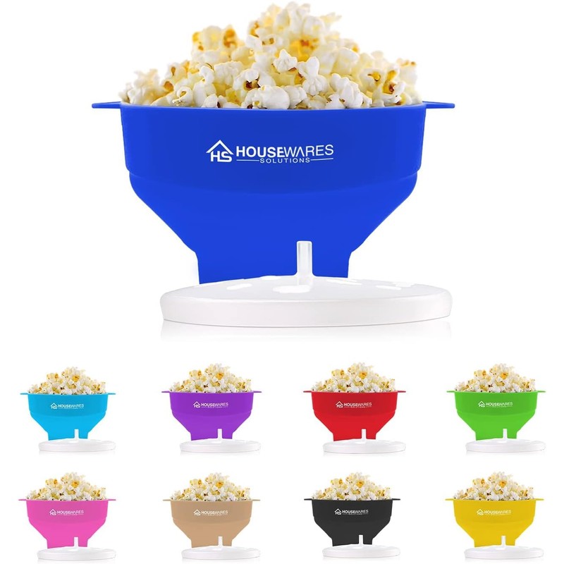 Collapsible Silicone Microwave Hot Air Popcorn Popper Bowl With Lid