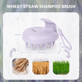 Sndyi Scalp Massager Shampoo Brush, Scalp Scrubber with Soft Silicone Bristles, Scalp Exfoliator for Dandruff Removal, Wheat Straw Hair Scalp Massager for Hair Growth, Wet Dry Scalp Brush, Purple
