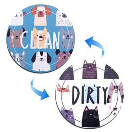 Pet Dishwasher Clean Dirty Flip Magnet, Cat Dishwasher Clean Dirty Magnet Dog Dishwasher Clean Dirty Sign Double-Sided Funny Dirty Clean Decoration for Kitchen Refrigerator Laundry Fridge Room
