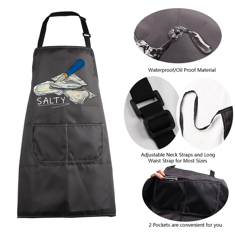 MBMSO Oyster Shucking Apron with Pockets Salty Oyster Apron Seafood