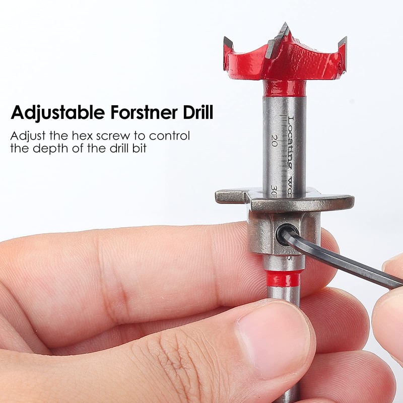 BAIDETS Forstner Drill Bit Set 5-Piece - Adjustable Positioning Drill,