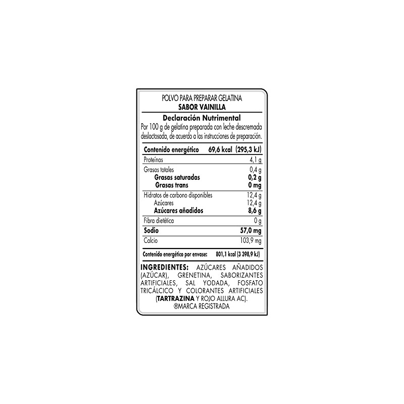 DGari Polvo para preparar gelatina con leche sabor vainilla 120