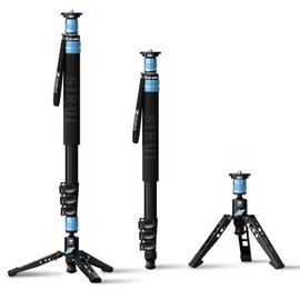 SIRUI AM-404FL Camera Monopod with Feet, 74.8 Inch Aluminum Video Monopod with Removable Base, Slim and Lightweight, Max Load 26.4lbs, 360°Panorama Panning, 4-Section for Canon Nikon Sony