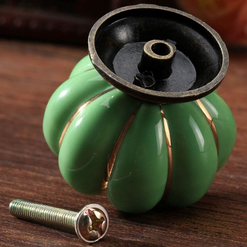 Mgoodoo 10 x Green Ceramic Door Knobs for Cupboard Cupboard