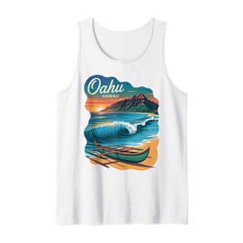 Oahu Hawaii Surf Hula Canoe Island Souvenir Pacific Paradise Tank Top