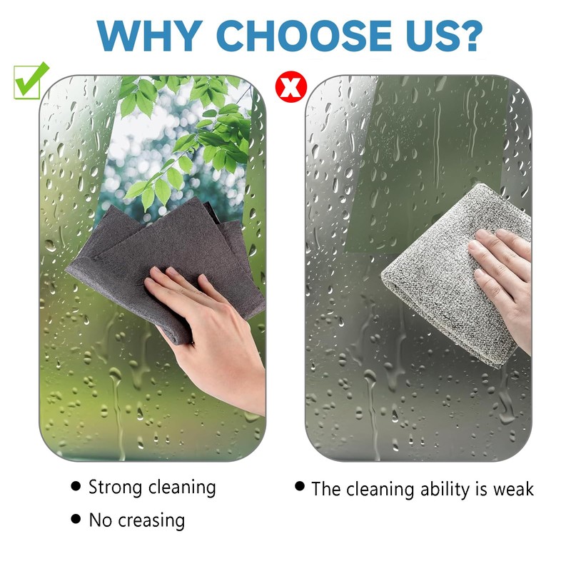 8 Pack Reusable Microfiber Cleaning Cloths - Lint Free, Thickened,