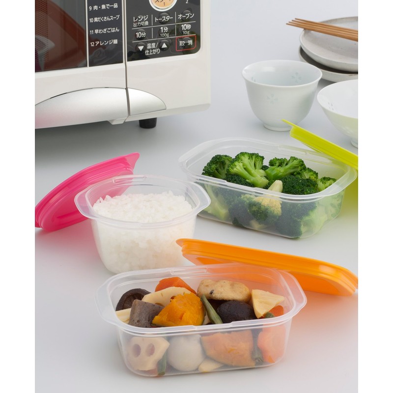 Inomata Kagaku “Rakuchin-Pack” Microwavable Containers, Microwavable With Lid Still On,