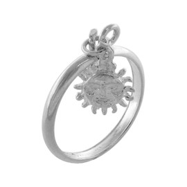 Sterling Silver Sun Moon Star Charm Toe Ring for Women Celestial Symbol 2mm wide size 4