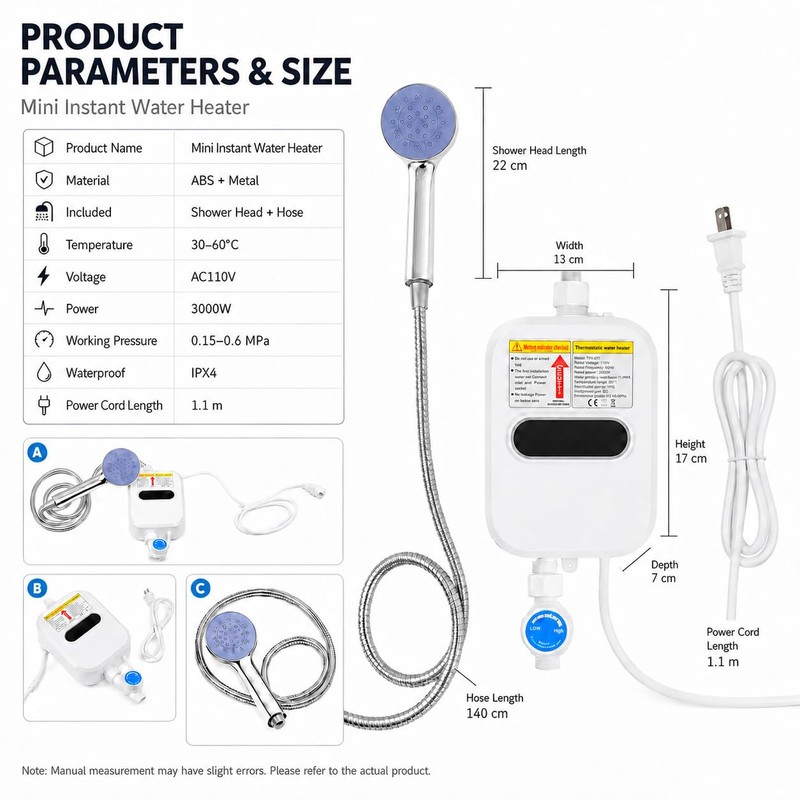 NOLITOY Electric Tankless Water Heater : Anti Scald Instant Hot