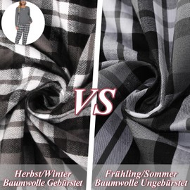 Mnemo Women's 100% Cotton Comfortable Pyjamas, with Checked Pattern, Grey and black, XS