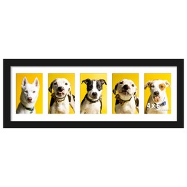 DUENPY 8x24 Collage Picture Frames Display Five 4x6 Picture Collage Wall Decor Wall Hanging or Tabletop Black