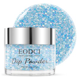 eodci EODCI Glitter Light Blue Dip Powder, 1 Oz/28g Nail Dipping Powder for DIY Manicure Salon at Home Easy to Use Nail Dip Powder for Women gift No Needed Nail Lamp Curing