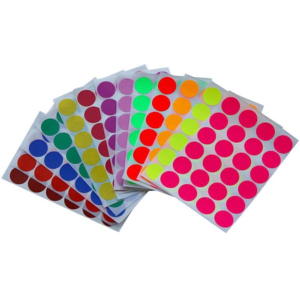 Royal Green Colored Labels 1" inch in 13 Assorted Colors - Sticker Dots 25mm one inch - 312 Pack