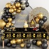 LDFDRT 40th Black Gold Birthday Tablecloths Plastic Disposable 2 Pack