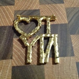 Unbranded I Love NY New York Rhinestone Clear Red Pin Brooch Gold Tone New