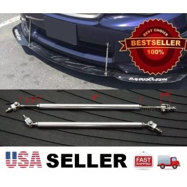 Unbranded Silver 5.5-8.5" adjustable extension Rod Bumper Lip Diffuser splitter For Mini