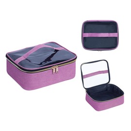 LANDFOBO Small Travel Makeup Bag Clear Cosmetic Toiletry Case Portable with Zipper for Organize Travel Samples, Cosmetics, Skincare Products, etc,(Purple)