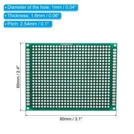 PATIKIL 8 x 6 cm Double Sided PCB Board, 10 Pcs 1.6 mm Thickness Prototype Kit, PCB Circuit Board FR-4 Perfboard for DIY Soldering Electronic Experiments, Green