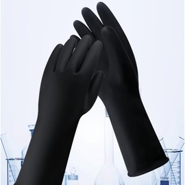 Black Acid and Alkali Resistant and Oil Chemical waterproof Rubber Gloves heavy duty mechanix Gardening Cleaning Work Reusable Glove