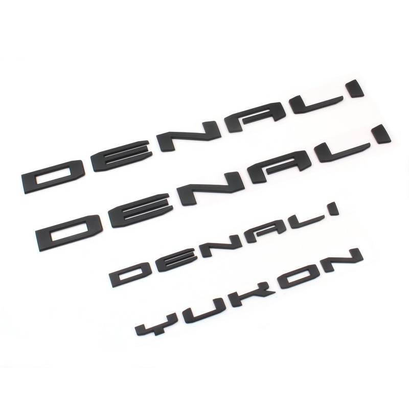 Xpipnns 4pcs Set Matte Black Door Rear Denali Yukon Emblems