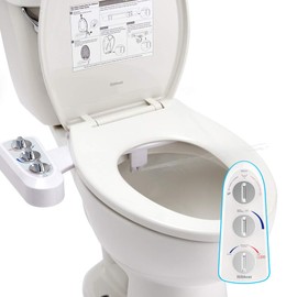 Hibbent Bidet Attachment for Toilet, Self Cleaning Dual Nozzle, Hot & Cold Water Spray Non-Electric Mechanical Bidet Toilet Seat for Rear or Female Washing Sanitizing, Adjustable Water Pressure, White