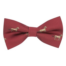 King & Priory Burgundy Red Embroidered Horse Bow Tie