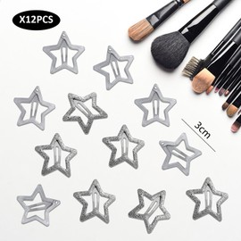 12 PCS Silver Hair Clips, Fluffy Star Hair Clips, Pentagram Hair Accessories, Little Star Hair Accessories, Hair Clip Accessories for Ladies Girls, Anti-Slip Star Hair Clips