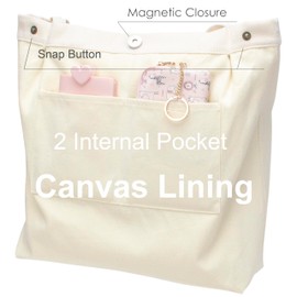 PAZIMIIK Corduroy Tote Bags for Women Reusable Grocery Shopping Shoulder Go-to Everyday Bag with Canvas Lining for Work Travel,Cream White