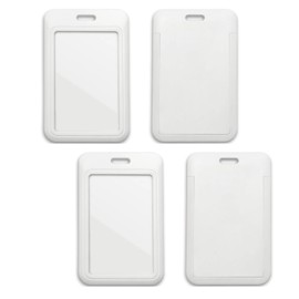 Yharnamite 4 Pcs Sliding ID Badge Holder with Clear Window ID Card Protector, Slide Open ID Card Case Vertical Work Badge Holder for Office, School, Credit Cards, Driver’s Licenses and Passes (White)