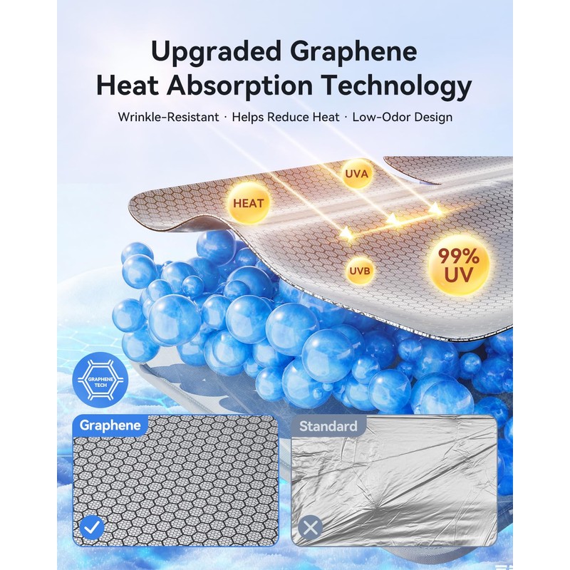 helloleiboo Graphene Windshield Sun Shade for SUVs and Most Mid-Size