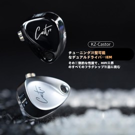 KZ Castor In-Ear Earbuds KZ In-Ear Monitor Earbuds Dual Dynamic Drivers Musicians In-Ear Earbuds 2dd Tuning Switch Memory Foam Eartips (With Bass Reinforced Version, Black Microphone)
