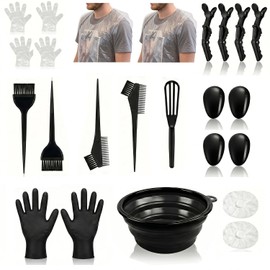 毛染めセット 髪を染める道具 (19個セット) セルフヘアカラー DIY髪染め用 折畳み式カラーボウル 簡単セルフヘアーカラーセット 家庭用 プロ 男女兼用 美容院 プロ用毛染めブラシセット 本格仕様 便利グッズ
