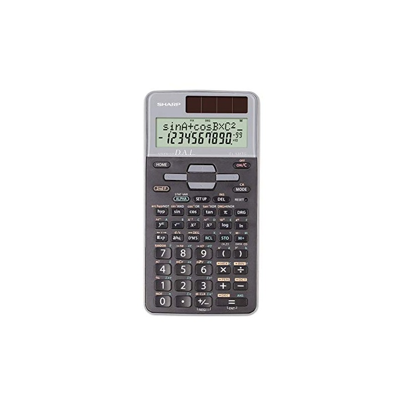 Sharp EL-531 TG-GY Wissenschaftlicher Schulrechner (2-zeilige Anzeige, D.A.L.-Eingabe, Solar- und