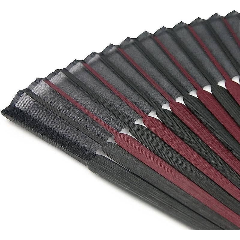 Kyoetsu Men's Hand Fan, Pure Silk, Plain, 2 Colors, Bamboo