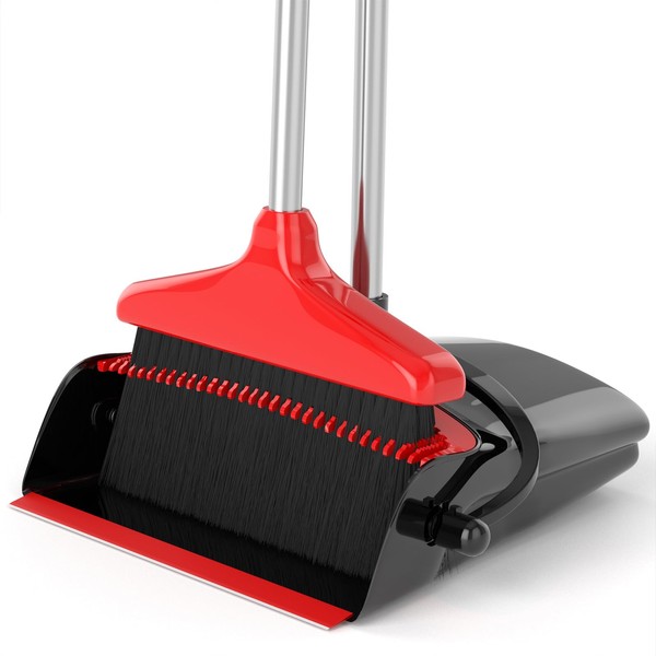 KOCOTONG Broom with Dustpan Combo Set 54" Long Handle Adjustable