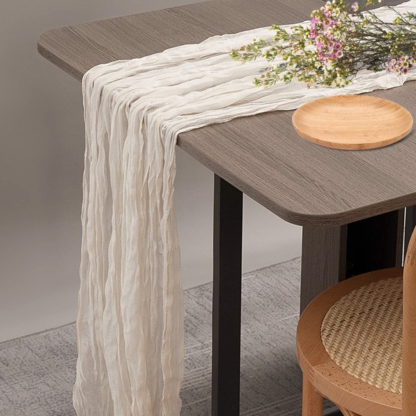 Beige Cheesecloth Table Runner 35 x 157 Inch Gauze Cheese