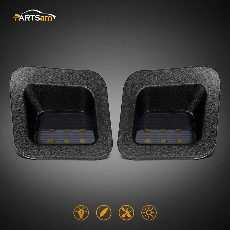 Partsam Full Led License Plate Lights Lamp Assembly Smoke Black