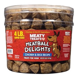 Meatball Delights Chicken Dog Treats 4 LB Meaty Treats, 64 Fl Oz (Pack of 1)