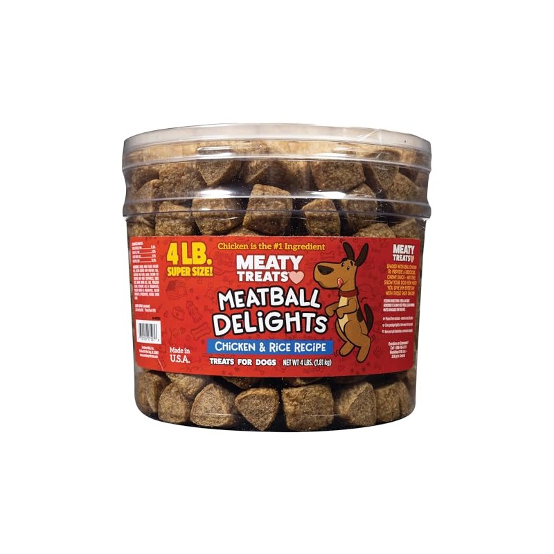 Meatball Delights Chicken Dog Treats 4 LB Meaty Treats, 64