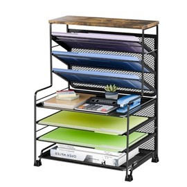 Simple Trending Organizador de archivos de escritorio de 8 niveles, 1 paquete de bandeja de cartas, organizador de papel, accesorios de escritorio de 