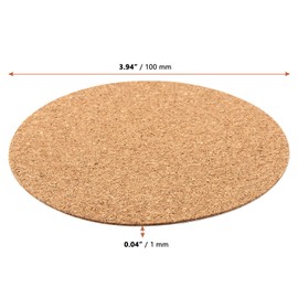 LEXININ 200 PCS 4 x 4 Inch Self Adhesive Round Cork Coasters, Cork Sheets with Adhesive Backing, Round Self Adhesive Cork Circle Tiles Pads for DIY Craft, 100 x 100 x 1mm, Brown