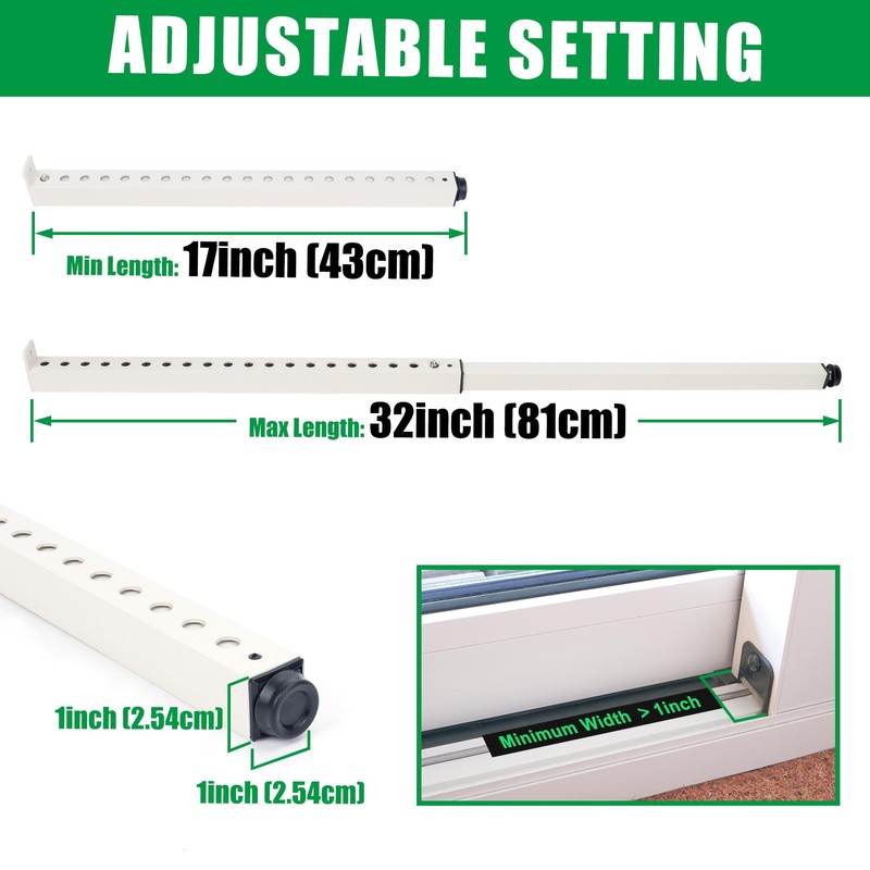 Forestchill Adjustable Window Security Bar, Extends from 17" to 32"