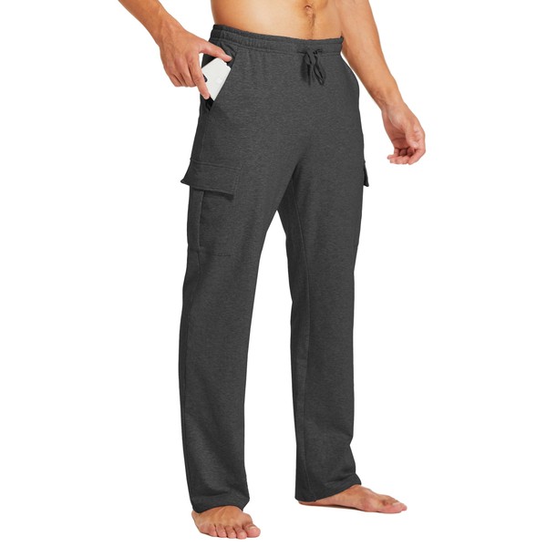 Willit Men's Cotton Yoga Sweatpants Athletic Lounge Pants Cargo Open